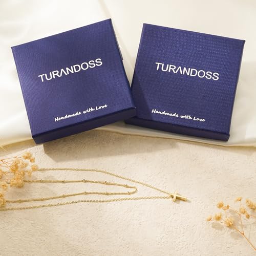 Turandoss Gold Cross Necklace for Women Girls Jewelry Gifts, Dainty 14K Gold Plated Cross Necklace Infinity CZ Holy Mary Medal Necklaces for Women Baptism Religious Faith Jewelry First Communion Gifts - color: layered beaded cross necklace