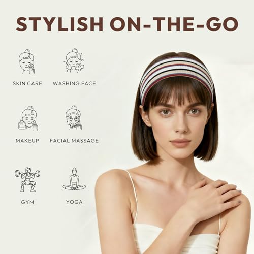 Aranya Classic Striped Headbands for Women 5pcs – Minimalist Soft Stretchy Fabric Athletic Hair Accessories for Yoga, Workout & Active Life (Striped Collection) - color: Classic Striped - 5 Pack