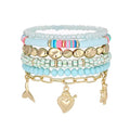 Shell Bracelet Seashell Boho Beaded Stretch Bracelets for Women Summer Beach Bracelets Starfish Charm Bracelet Stackable Gold Plated Bracelets Set for Women - color: h-blue