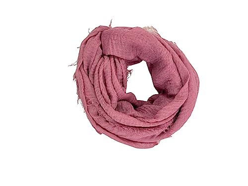 Humble Hilo Womens Woven Bohemian Style Gauze Scarf,Shawl, Head Wrap Fringed Edge Lightweight, Long Folds Small - color: Carnation