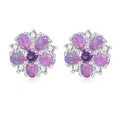 CiNily Flower Earrings,Opal Stud Earrings Sterling Silver or White Gold/Rose Gold Plated Ladies Flower Stud Earrings Cute Unique Earrings for Girls - color: Purple opal