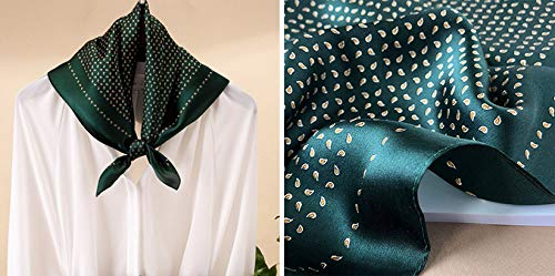 ANDANTINO 100% Mulberry Silk Scarf -21” Square Neckerchief with Gift Packed - color: Dark Green-paisley