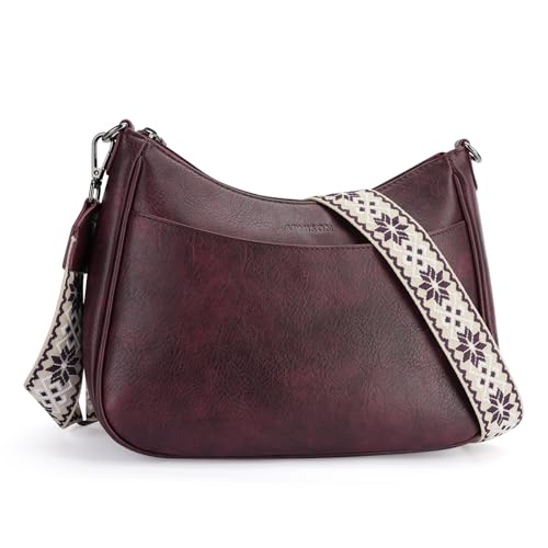 APHISON Trendy Leather Crossbody Purse with Adjustable Strap, Women's Shoulder Handbag - color: 07-grape