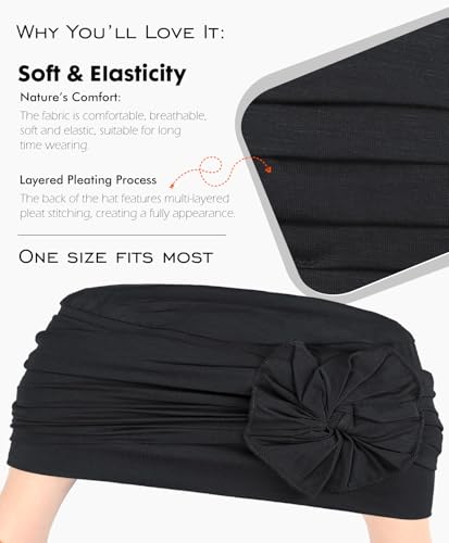 Chemo Headwear for Women Cancer Patients Lightweight Head Coverings for Hair Loss Seasonal - color: Black