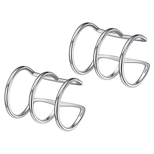 ChicSilver 925 Sterling Silver Ear Cuff Earrings Non Piercing Clip on Cartilage Cuff Earrings for Women - style: G: Simple Lines