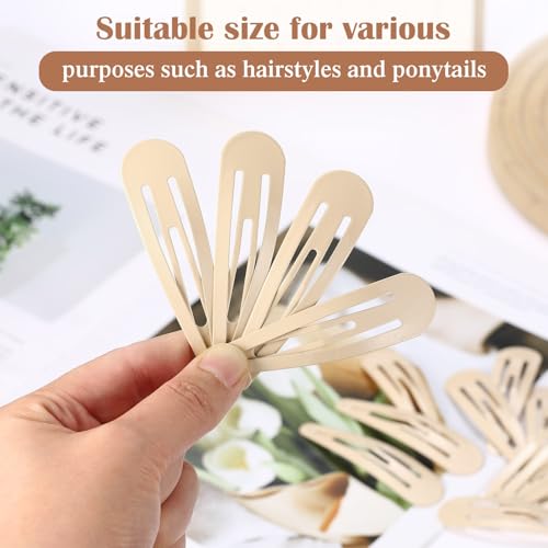 WILLBOND 30 Pieces 3.1 Inch Large Metal Snap Hair Clips Nonslip Barrettes Women Hair Accessories (Taupe) - color: Taupe, style: Minimalist
