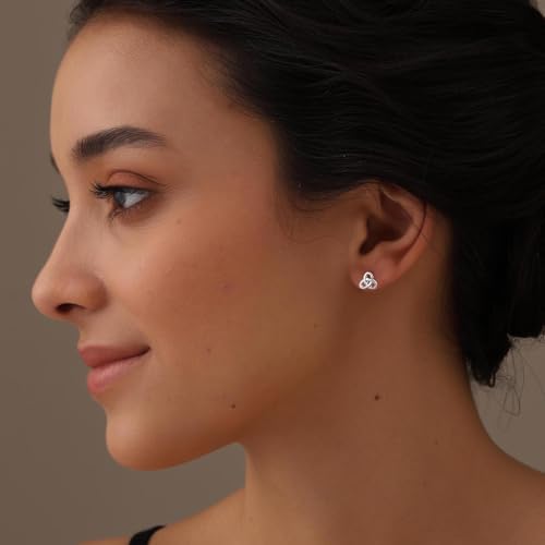 LeCalla Sterling Silver Love Knot Stud Earrings - Lightweight Italian Design Twisted Earrings for Women - color: Trinity Love Knot