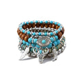 Western Outfit for Women Bohemian Vintage Stackable Turquoise Bracelet Rustic Beaded Cow Head Charm Stretch Bracelet Western Jewelry Country Concert Outfits for Women - style: Bullhead Tree Leaves