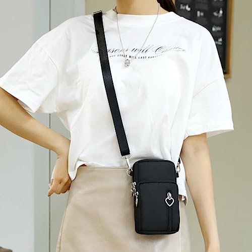 JANKS Small Crossbody Bag for Women - Mini Phone Purses with Crossbody Strap and Wallet - Nylon Arm Bag - color: A-black