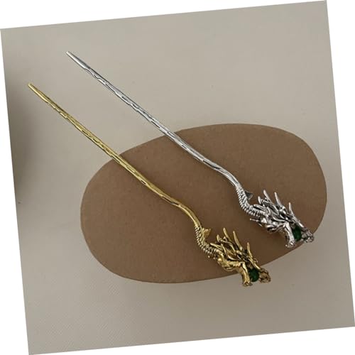Dragon Hair Stick Chinese Hair Chopstick Vintage Bun Holder Lightweight Metal Styling Tool for Women Hanfu and Daily Updos - color: Golden