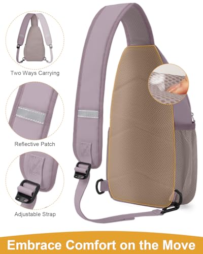 Pritent Crossbody Bags for Women Man, Waterproof Sling Bag Backpack Trendy Casual Cross Body Bags with Convertible Shoulder Strap Chest Bag for Camping Hiking Travel Essentials (Purple, Medium) - color: Purple, size: Medium