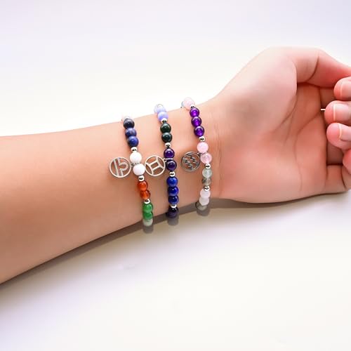 Zodiac Natural Stone Bracelet – Handmade Crystal Healing Bracelet with Zodiac Charm – Adjustable Beaded Jewelry Gift for Women Men Girls - color: Gemini