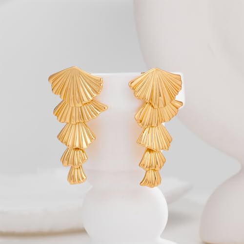 Gold/Silver Shell Dangle Earrings for Women Seashell Drop Dangle Earrings Ocean Beach Earrings Summer Jewelry - color: 14 Gold Plated