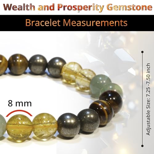ANAYA AGATE Healing Crystal Bracelet for Women and Men – 8mm Round Beaded Bracelet for Men and Women – Unisex Stretchy Gemstone Bracelet for Healing and Protection - color: Money Success