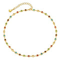 Beaded Choker Necklaces for Women 18k Gold Plated Dainty Gold Choker Necklaces for Women - style: square cz choker