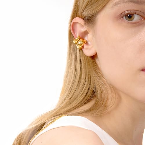 Ear Cuffs Non Piercing - Chunky Gold Ear Cuff Clip on Cartilage Earrings Non Tarnish Fake Earrings No Pierced Fashion Accessories Trendy Gold Jewelry Gifts - style: Gold-Small