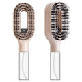 2-in-1 Manual Non-Electric Detangler Hair Brush with Built-In Mister Spray, Wet & Dry Detangling Brush for Curly, Wavy & Straight Hair, No-Tangle Anti-Frizz Brush，Reservoir 50ml.(Khaki) - color: Khaki