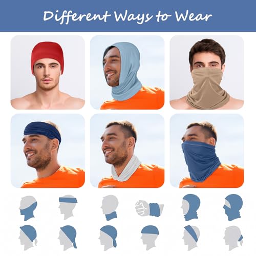 Geyoga 6 Pieces Summer UV Protection Cooling Neck Gaiter Face Clothing Neck Gaiter Mask Scarf Sunscreen Breathable Bandana - color: Neutral Colors