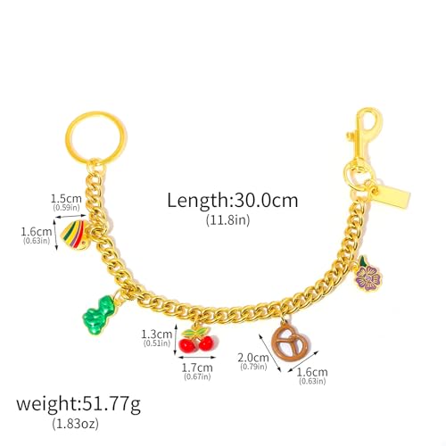 Bag Purse Charms Chain for Handbags Women's Pants Wallet Gold Link Bag Chain Keychain Y2K Accessories - color: Cherry Dinosaur
