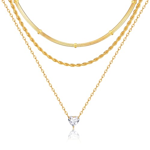KSF Gold Lariat Necklace for Women Y Shaped Layered CZ Drop Chain | Y shaped necklace; Layered CZ detail; Long lariat style; Gift for her - color: Gold-7