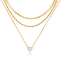KSF Gold Lariat Necklace for Women Y Shaped Layered CZ Drop Chain | Y shaped necklace; Layered CZ detail; Long lariat style; Gift for her - color: Gold-7