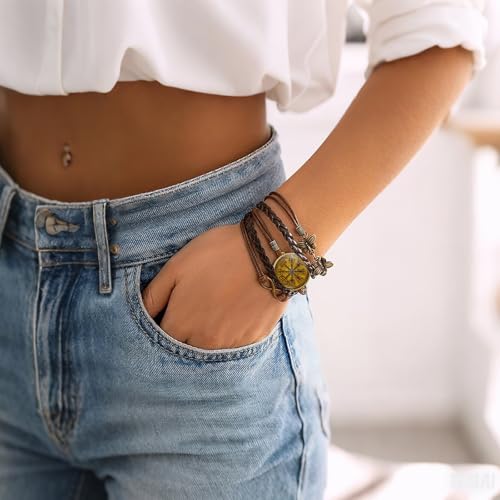Viking Compass Protect Bracelet for Women Turquoise Charm Bracelets Viking Norse Jewelry for Women - color: C