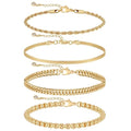 VIROMY Gold Bracelet Sets for Women 14K Gold Plated Stackable Dainty Chain Women’s Bracelet Layered Link Bracelet Set Gold Jewelry for Women - style: 4Layered Cuba-GD