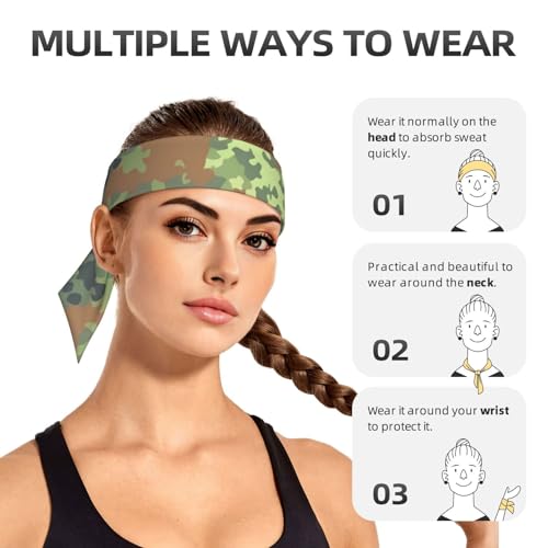 Sports Head Tie Westie Dogs Beach Summer Tropical Tie Sweatband Headband Men Women Elastic Bandana Adjustable Non-Slip Moisture Wicking for Running Football Yoga Workout Athletic Hair Ninja Head Band - color: German Bundeswehr Flecktarn Camo