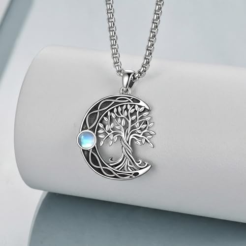 ONEFINITY Tree of Life Necklace 925 Sterling Silver Abalone Shell Celtic Knot Pendant Necklace for Women Jewelry - style: Moonstone Tree