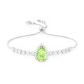 Linawe Crystal Imitation Diamond Rhinestone Charm Bracelets for Women, Gold/Silver/Rose Gold Adjustable Chain Bracelet, Teardrop Birthstone Cubic Zirconia Prom Costume Wedding Jewelry - color: Silver,August