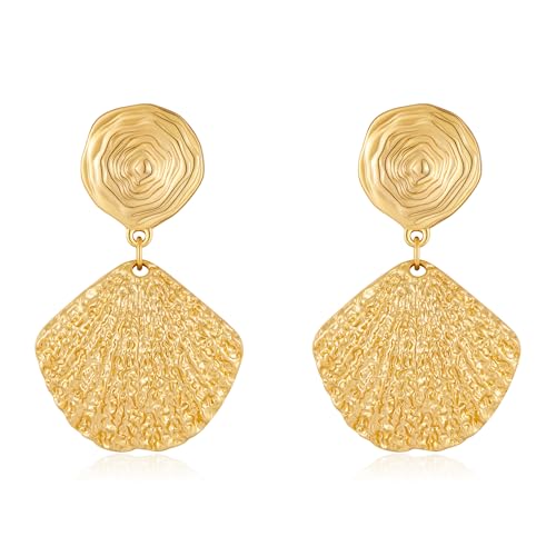 Gold/Silver Shell Dangle Earrings for Women Seashell Drop Dangle Earrings Ocean Beach Earrings Summer Jewelry - color: G
