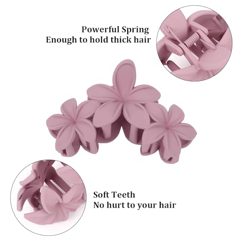 Colorful Plumeria Hawaiian Flower Hair Clips for Women - 4PCS Large Claw Clips for Thick Hair with Strong Hold, Beach Hair Accessories - color: Multi-colored