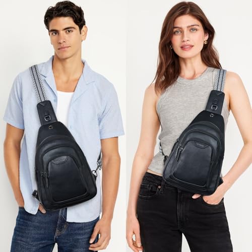 Leresas 10L Crossbody Sling Bag for Women Men Anti Theft Cross Body Fanny Pack Belt Bag Purse Gifts for Women Faux Leather, Black - color: 10l-black, size: 10L