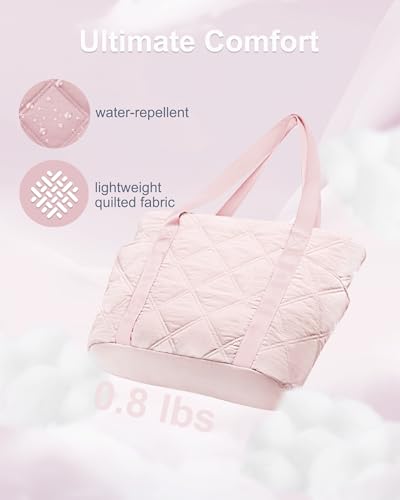 SUPACOOL Tote HandBag for Women, Womens Crossbody Purse Bags, Lightweight Womens Tote Handbags, Quilted Puffy Totebag - color: Pink, size: Large