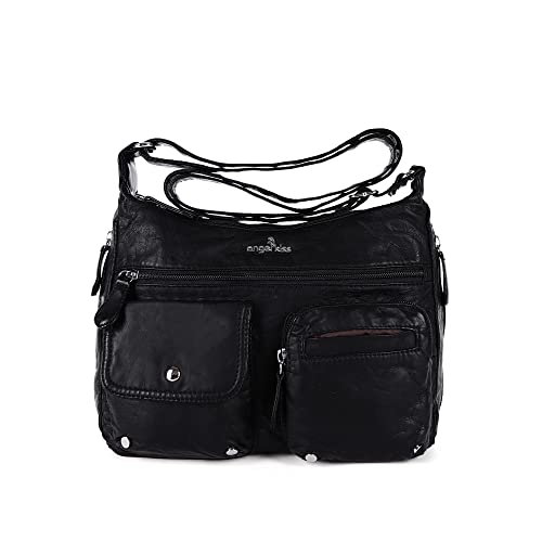 Angel Kiss Crossbody Bags for Women, Ladies Shoulder Handbags and Purses Medium Faux Leather Pocketbooks | Ladies - color: 24-black