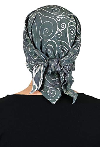 Hats Scarves & More Chemo Scarf Head Scarves for Women Cancer Headwear Headscarf Head Coverings 28 Inch Square Batik - color: Gray Swirl