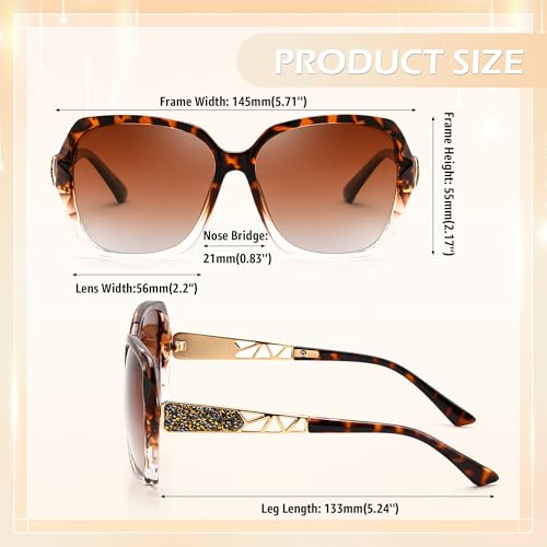 FEISEDY Polarized Women Square Sunglasses Sparkling Composite Shiny Frame B2289 - color: Leopard