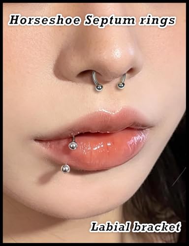 Surgical Stainless Steel 16G Septum Piercing Jewelry Rings Set for Women Men, Hypoallergenic Body Jewelry, Mixed, Pack Daily Party Wear