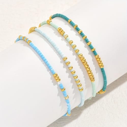 Long tiantian Western Turquoise Beaded Bracelet Set for Women Stackable Cowgirl Bracelets Boho Concho Jewelry Country Concert Rodeo Outfit Accessories Gifts - color: D2:Turquoise Bracelet