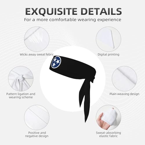 Sports Head Tie Westie Dogs Beach Summer Tropical Tie Sweatband Headband Men Women Elastic Bandana Adjustable Non-Slip Moisture Wicking for Running Football Yoga Workout Athletic Hair Ninja Head Band - color: Tennessee Tri Star Flag