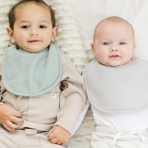 Konssy Muslin Baby Bibs 8 Pack Baby Bandana Drool Bibs Cotton for Unisex Boys and Girls, Soft Absorbent Set for Teething and Drooling - color: Blue