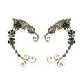 Elf Ear Cuffs, OwMell Handcraft Silver Pointed Fairy Elven Cosplay Fantasy Costume Bridal Wedding Earrings for Non Pierced Ears - style: 3 Flowers