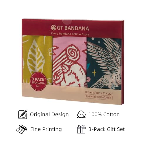 22"x22" Multi-Purpose 100% Cotton Bandana Face Mask(3-Pack) - color: Wilderness Assorted