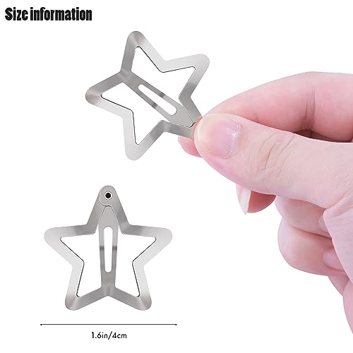 Star Hair Clips 2000s Y2K Snap Hair Barrettes Non Slip Star Hair Accessories Silver Metal Hair Clips for Girls Women -30 PCS 1.57" - color: 30 P - 1.57"-silver