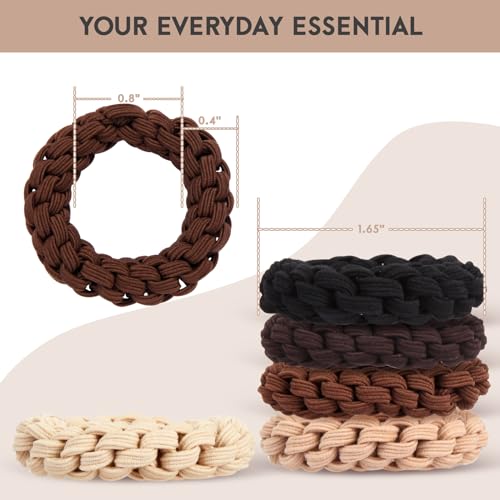 Youxuan Elastic Hair Ties for Women - No Damage, No Slip, No Pull Hair Bands - Comfortable Handmade Braided Polybands for Girls - 10-Pack Multi Colors Polyester Scrunchies - color: Multi-Color-BZ