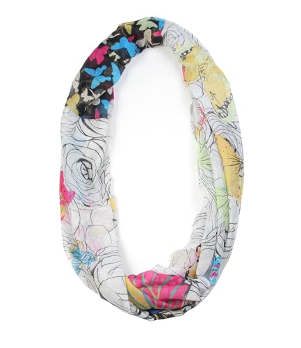 Scarfand's Romantic Rose Prints & Floral Patterns Lightweight Infinity Fashion Scarves Wraps - color: Butterfly Off-white