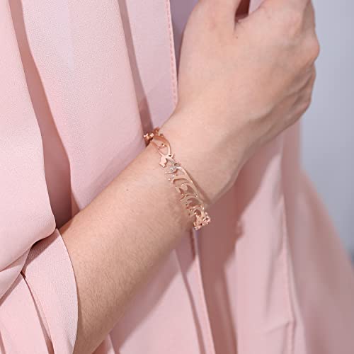 Qitian Islamic Jewelry Gifts for Women Allah Gold Bangles Bracelets Ayatul Kursi Arabic Cuff Bracelet for Women Men Islam Eid Ramadan New Year Gifts - color: Q-Rose Gold-Oriental