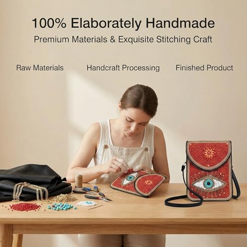 Small Crossbody Bags for Women Designer Cell Phone Bag Boho Shoulder Wallet Purse - color: Red Eye