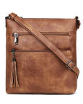 MASINTOR Crossbody Purses for Women, Multi Pocket Casual Crossbody Bag, Adjustable Strap Shoulder Bag with Tassel - color: Mocha Brown