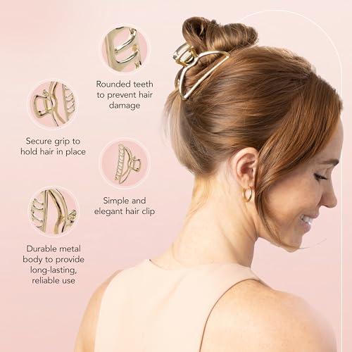 Kitsch Metal Hair Clips for Women - Durable & Elegant Metal Claw Clips, Perfect for Everyday Use & Special Occasions - Gold, 1 Pc - color: Gold